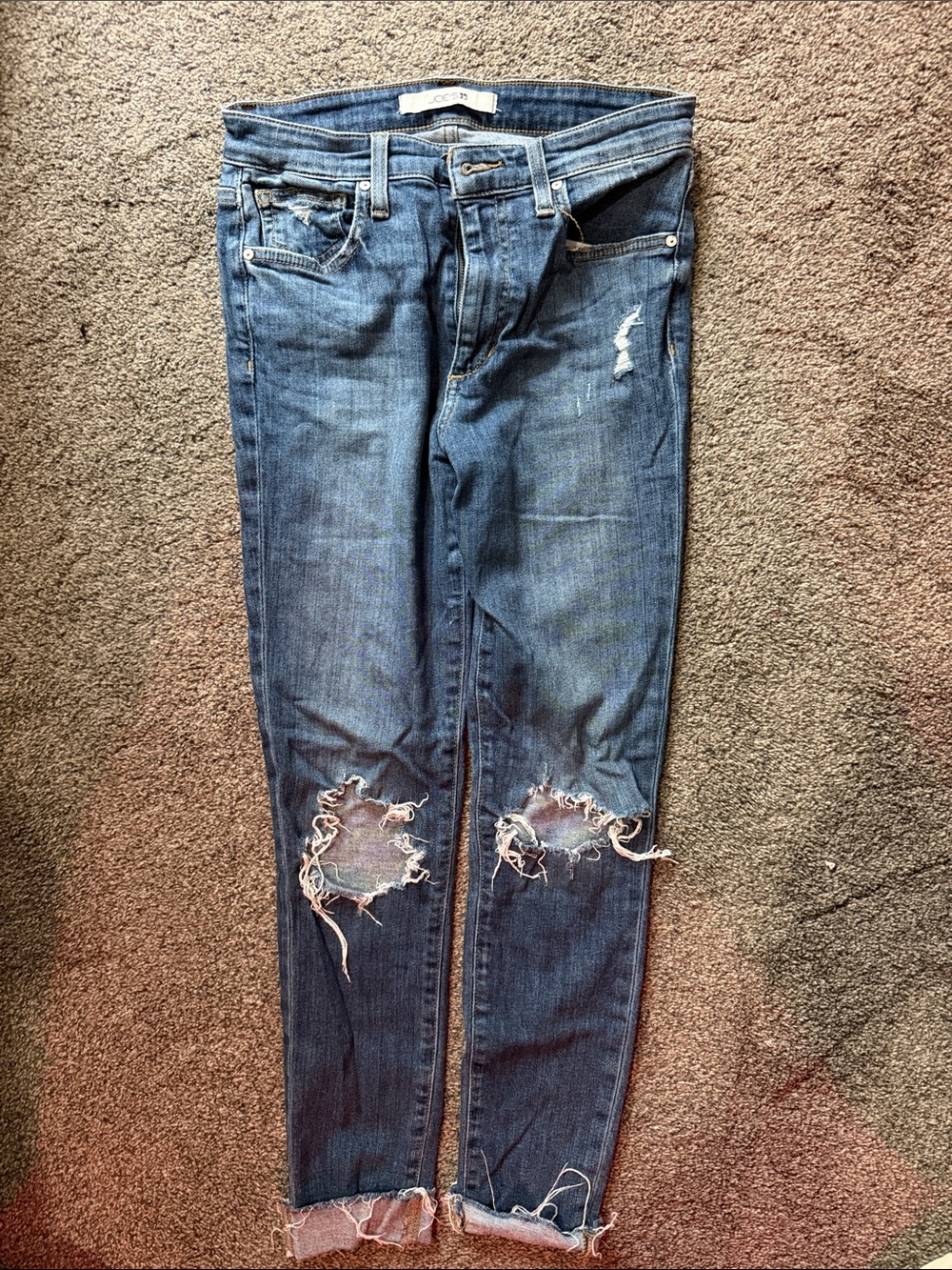 Joe's Jeans Distressed Dark Blue Skinny Jeans